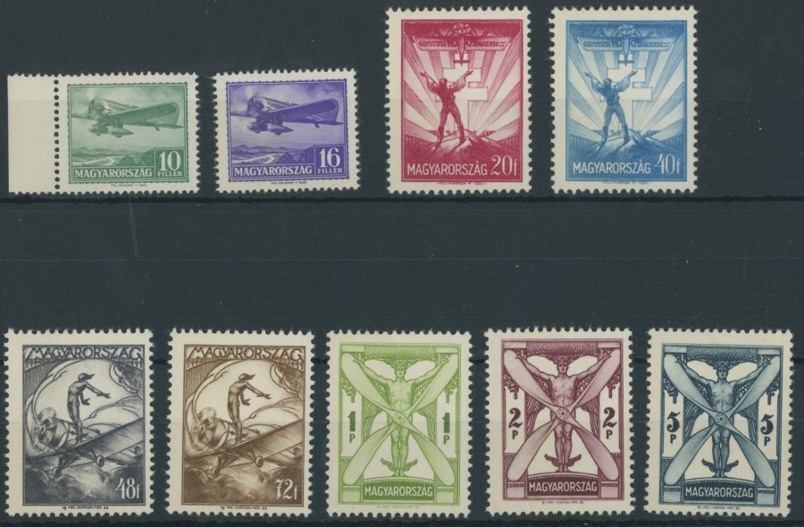 UNGARN 502-10 *, 1933, Flugpost, Falzrest, Prachtsatz - Sonstige & Ohne Zuordnung