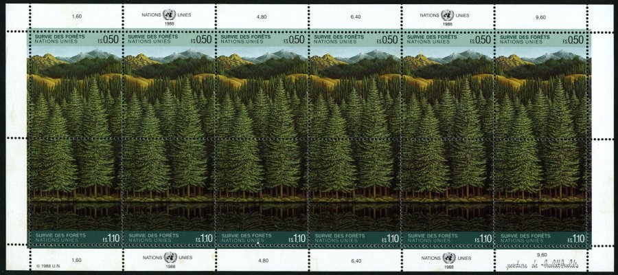 UNO - GENF 165/6KB **, 1988, Rettet Den Wald Im Zusammendruckbogen, Pracht, Mi. 60.- - Sonstige & Ohne Zuordnung