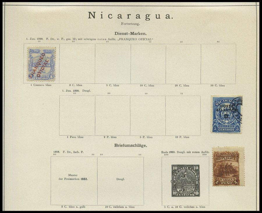 SLG. ÜBERSEE *,o,Brief , 1866-89, alter kleiner Sammlungsteil Mittelamerika von 88 Werten und 2 Belegen (u.a. Halbierung