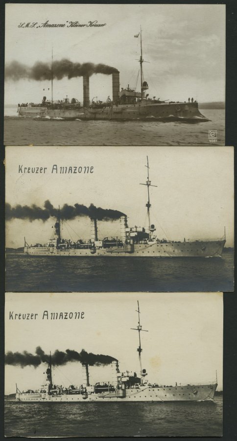 ALTE POSTKARTEN - SCHIFFE KAISERL. MARINE BIS 1918 S.M.S. Amazone, 3 Karten - Warships