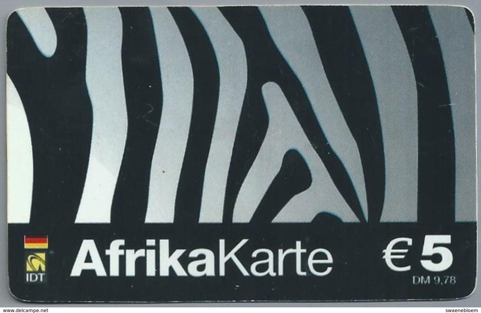 DE.- INTERNATIONAL PHONECARD. AFRICAKARTE.  € 5 / DM 9.78. IDT. 2 Scans. - [2] Mobile Phones, Refills And Prepaid Cards