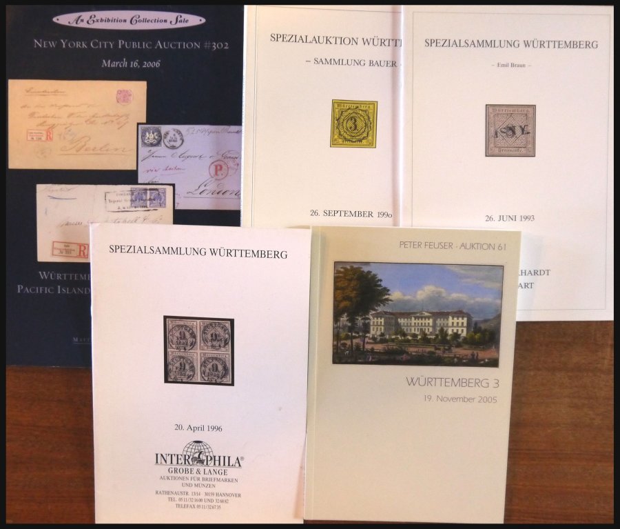 PHIL. LITERATUR Württemberg - Sonder- Und Spezialauktionen Von 1990-2006, 5 Verschiedene Kataloge - Philatelie Und Postgeschichte