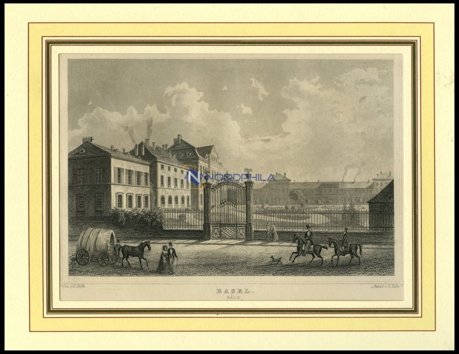BASEL: Das Neue Spital, Stahlstich Von Höfle/Höfer Um 1840 - Lithographies