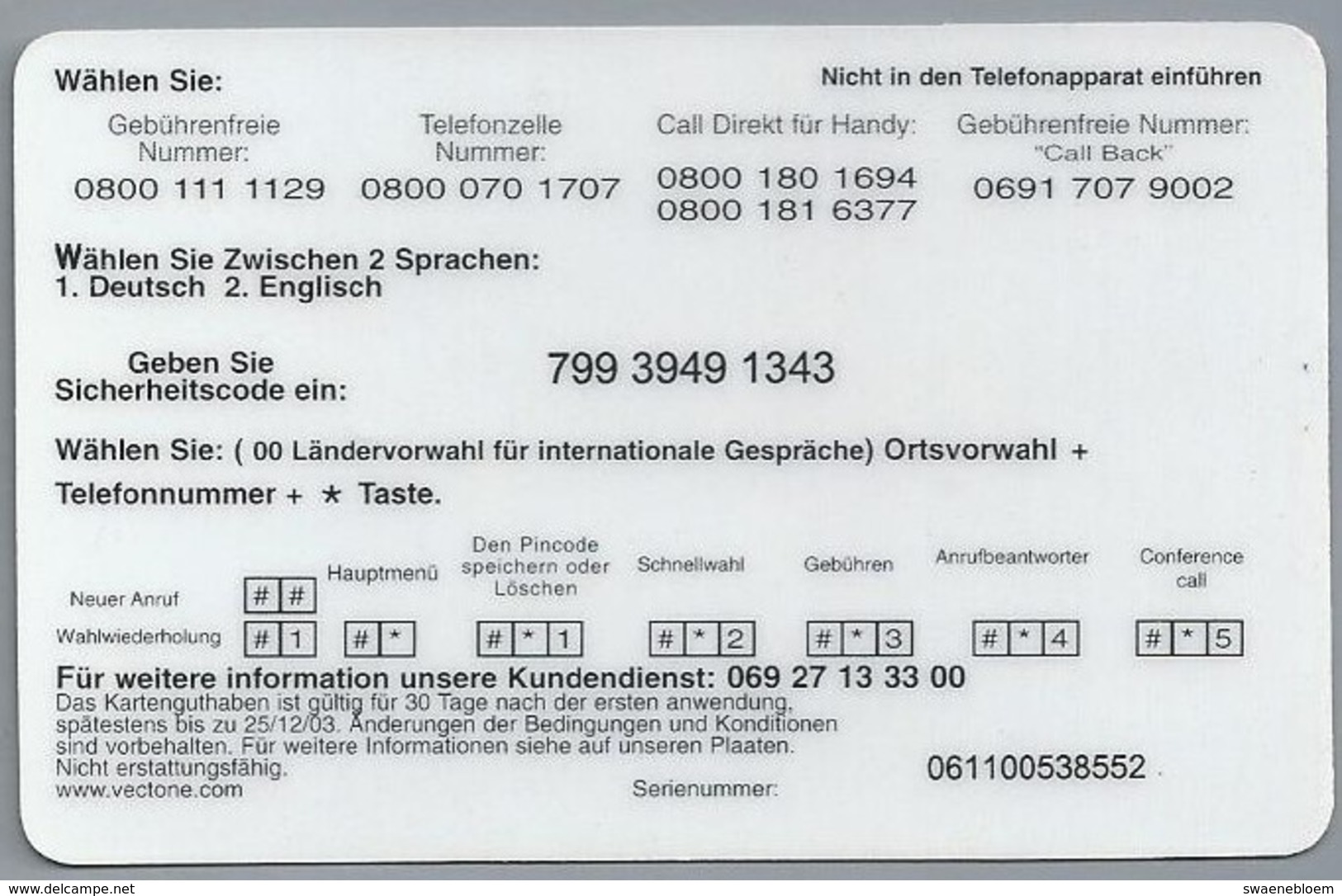 DE.- INTERNATIONAL PHONECARD. AFRICA COM. € 5. - VECTONE Gnanam Telecom Centers. 2 Scans. - GSM, Voorafbetaald & Herlaadbare Kaarten