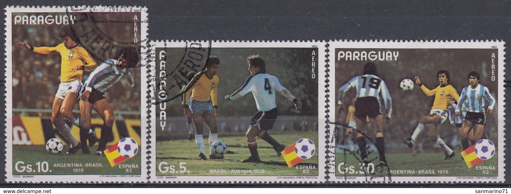 PARAGUAY 3489-3491,used,falc Hinged,football - Usati