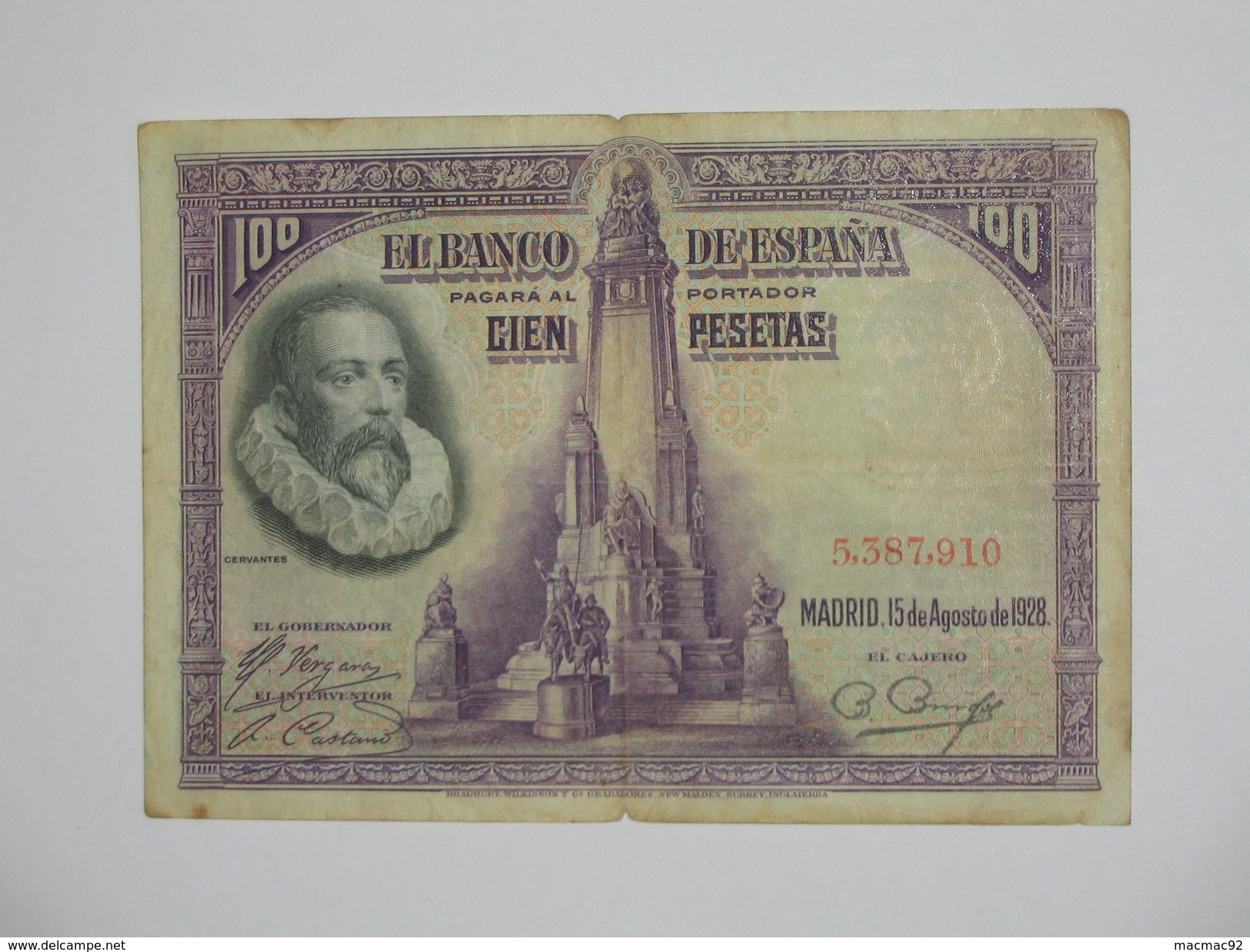 ESPAGNE. 100 Pesetas - Cien Pestas - 15.08.1928 **** EN ACHAT IMMEDIAT **** - 100 Peseten