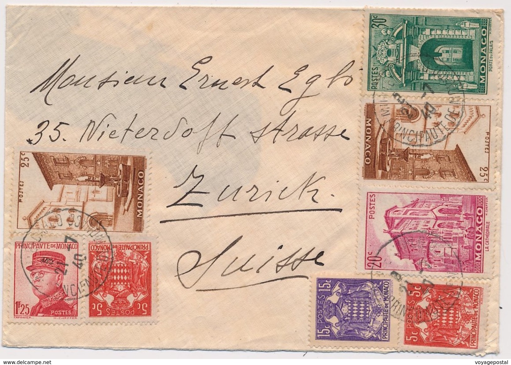 Lettre Monte Carlo Monaco Pour Zurich - Storia Postale