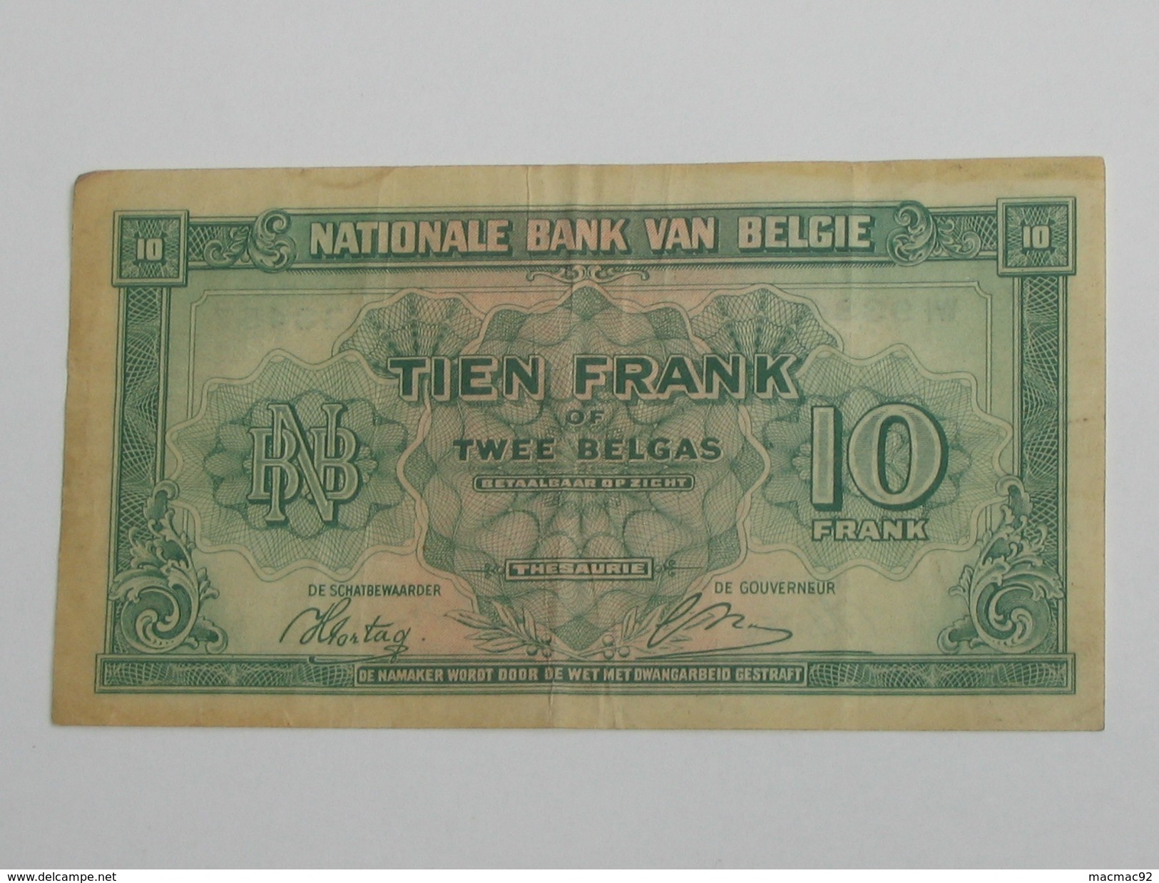 10 Francs Ou 2 Belgas - Banque Nationale De Belgique - 1943  **** EN ACHAT IMMEDIAT **** - 10 Francs