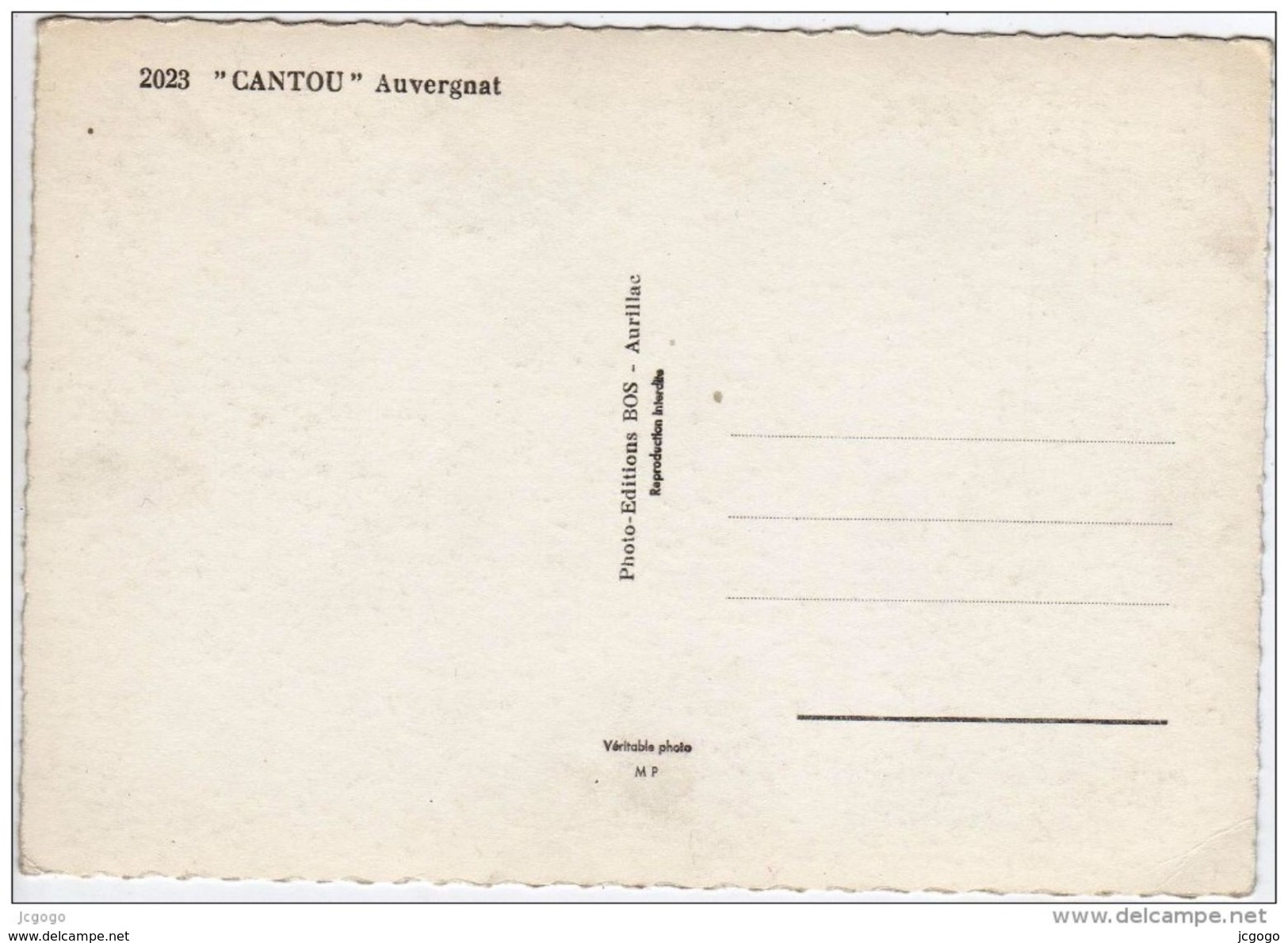 "CANTOU"  Auvergnat. 2 Scans  TBE - Auvergne