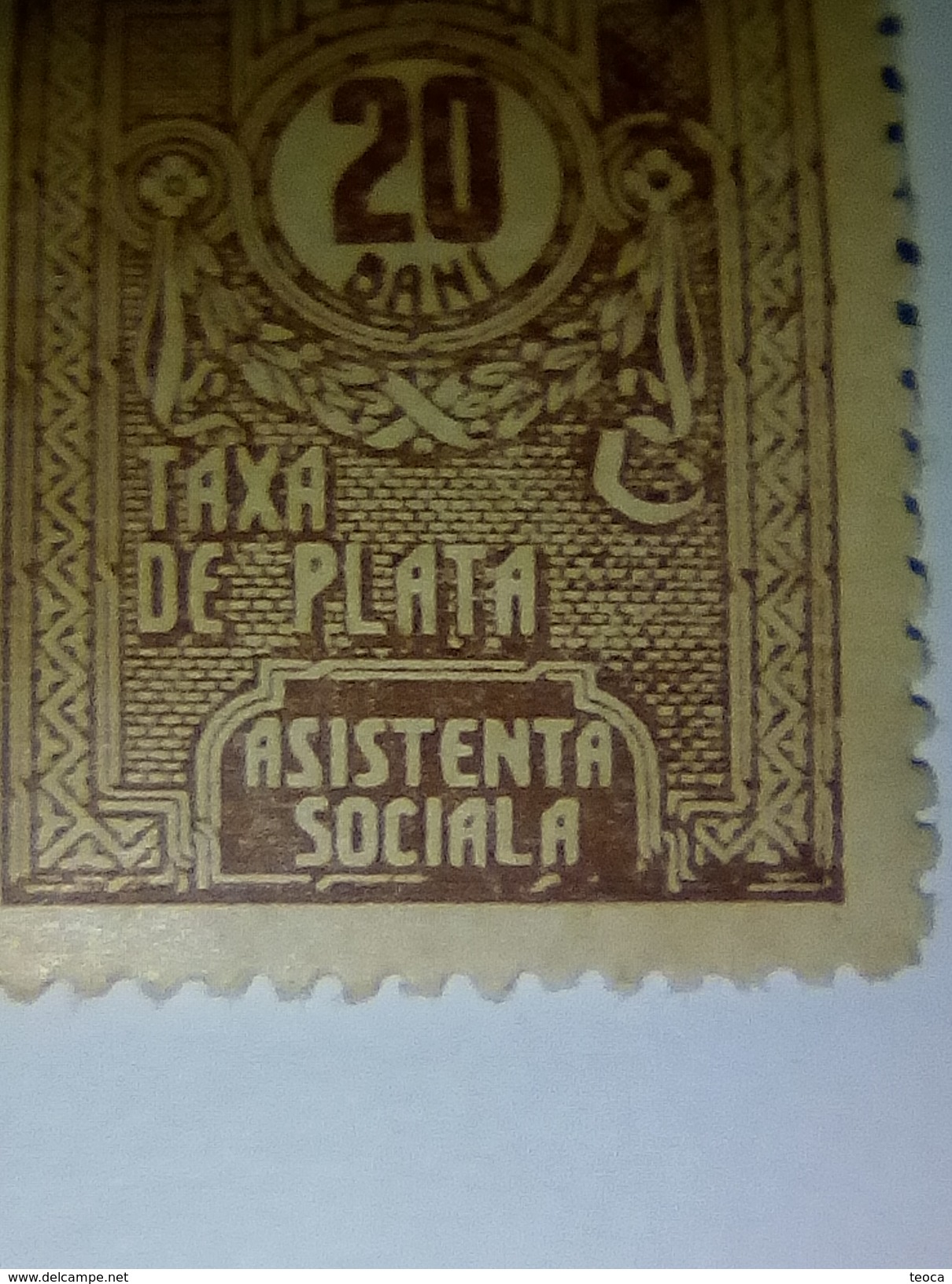 ERRORS ,REVENUE  ROMANIA, ,ASISTENTA SOCIALA ROMANIA 1916, TAXA DE PLATA,20 BANI, BROKEN FRAME - Ungebraucht