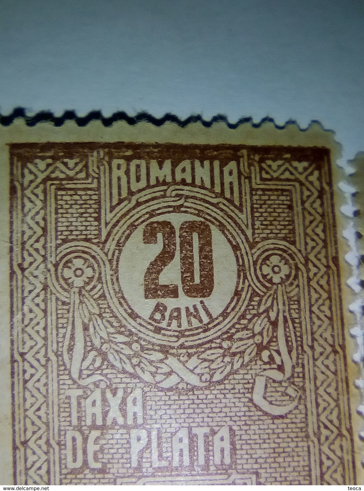 ERRORS ,REVENUE  ROMANIA, ,ASISTENTA SOCIALA ROMANIA 1916, TAXA DE PLATA,20 BANI, BROKEN FRAME - Ungebraucht