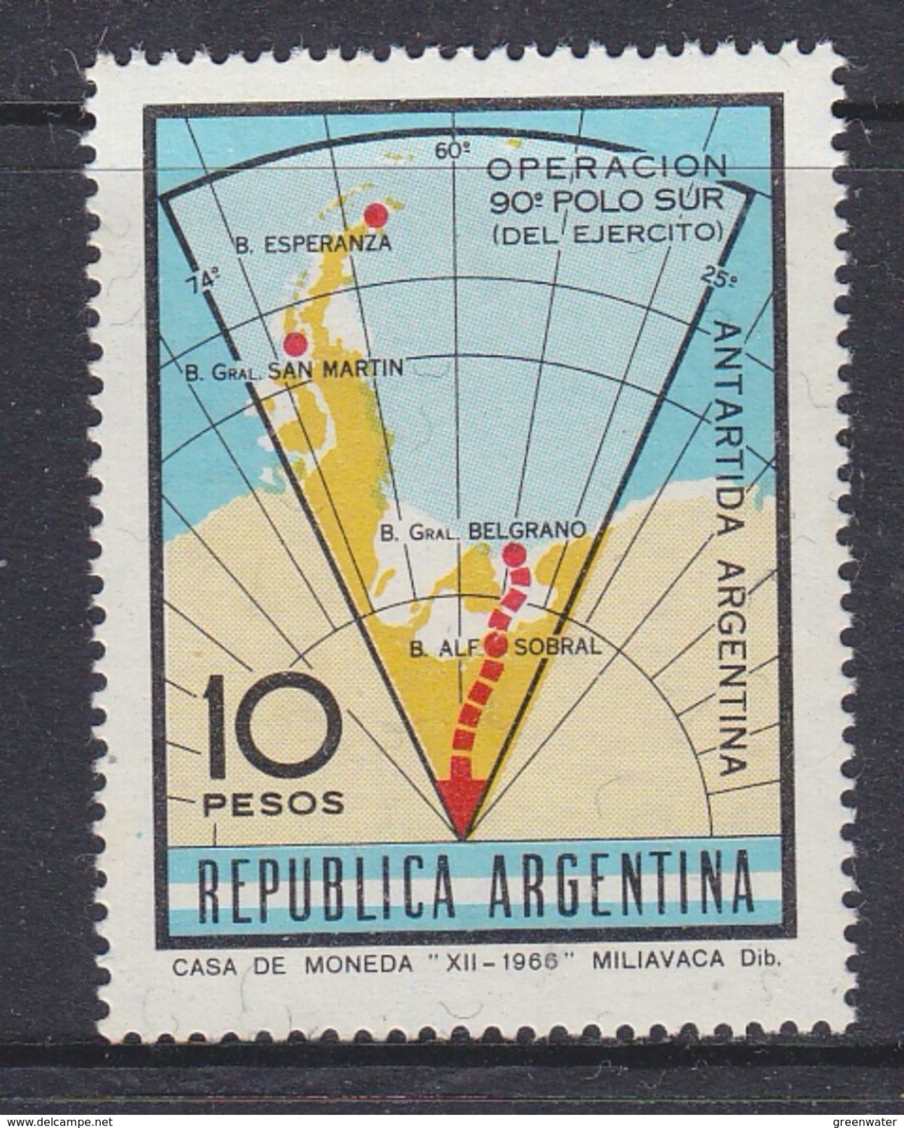 Argentina 1966 Operation Polo Sur / Antarctica / Map 1v ** Mnh (37172A) - Ongebruikt