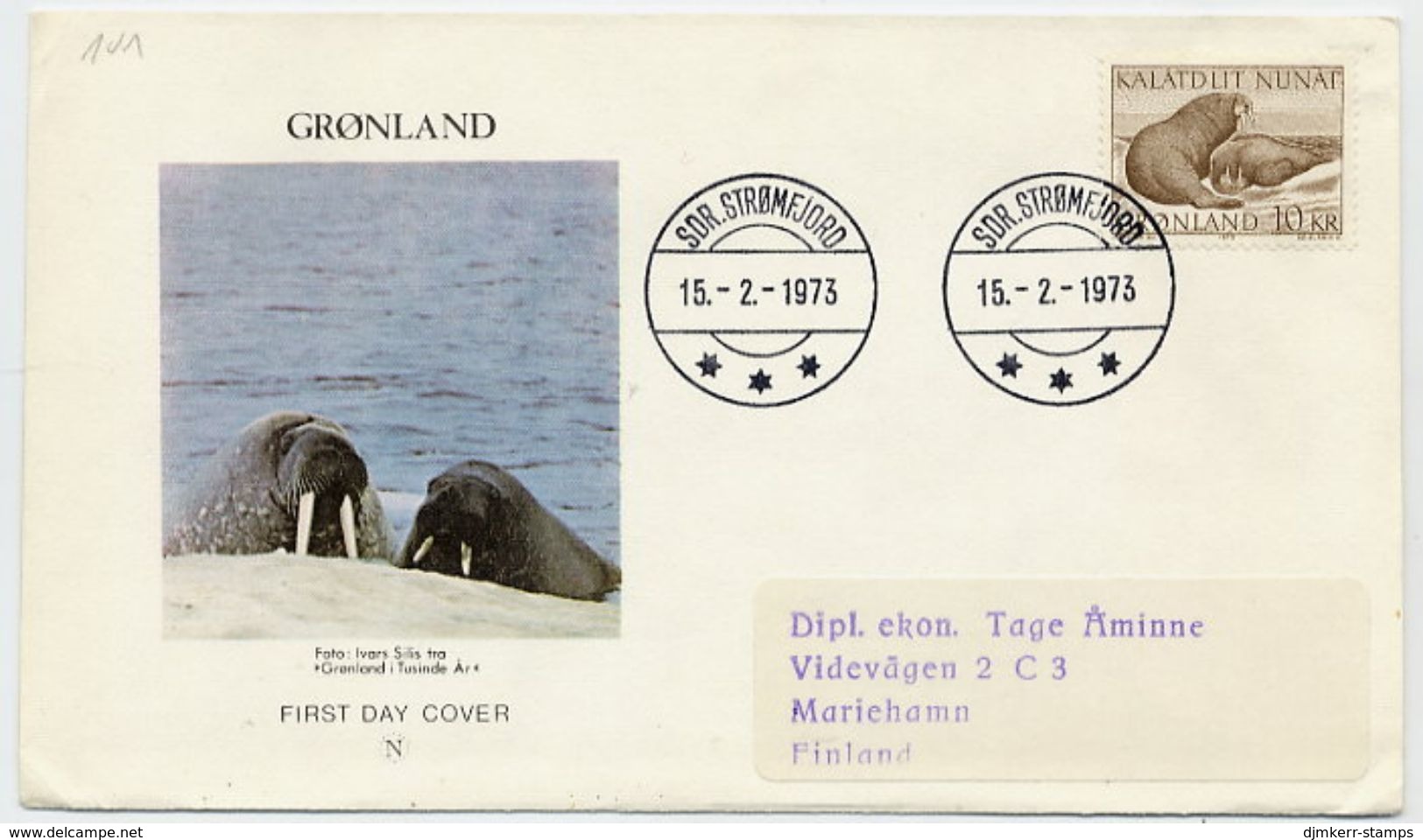 GREENLAND 1973 Walrus 10 Kr. Definitive On FDC.  Michel 83 - FDC