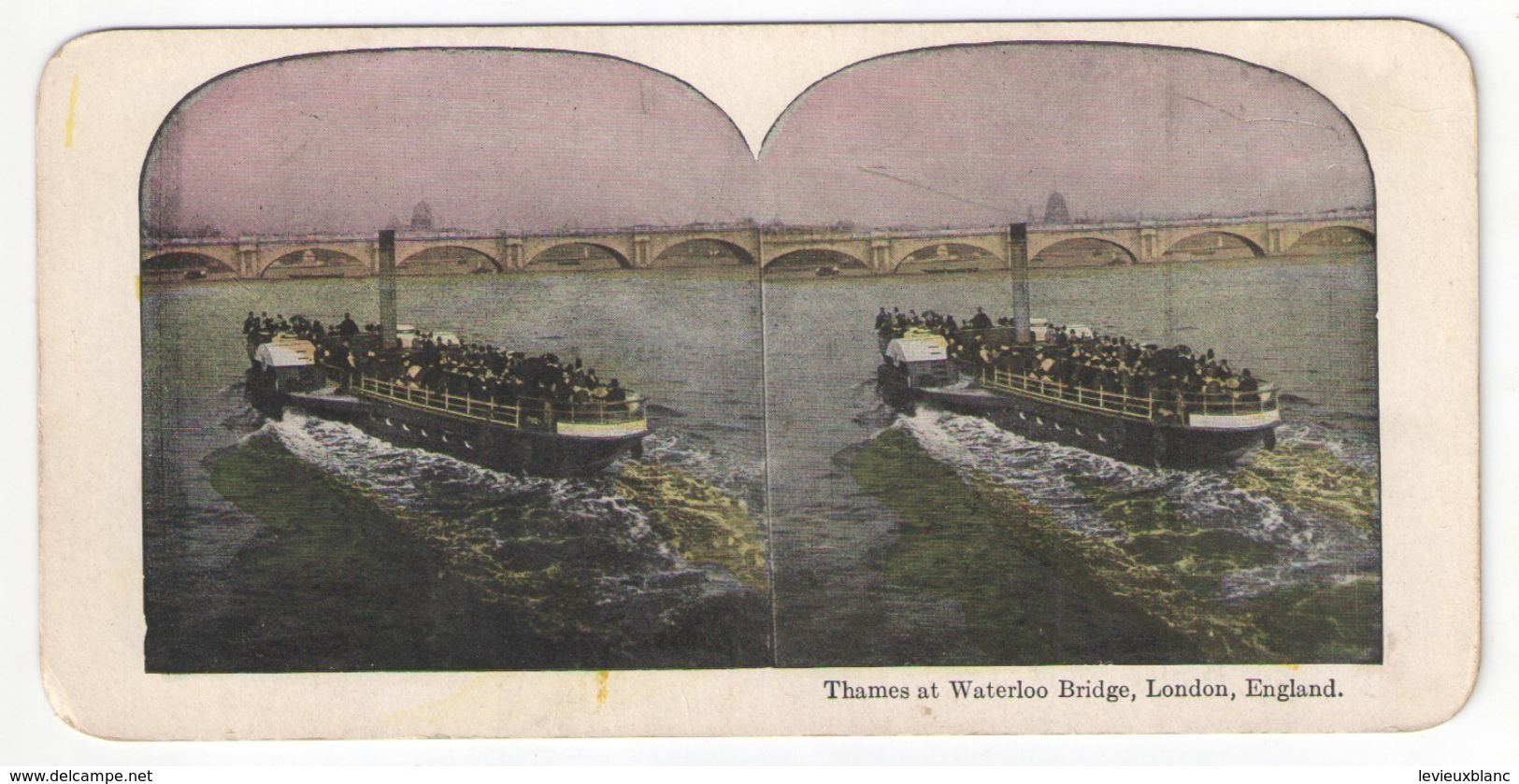 Vue Stéréo/ANGLETERRE/Londres/" Thames At Waterloo Bridge, London , England "/ Bateau  / Vers 1880-1890 STE99 - Stereoscopic