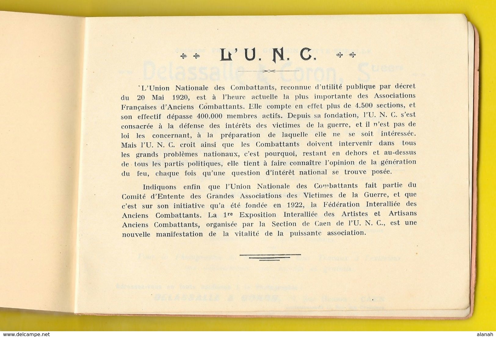 CAEN Lycée Malherbe 24 documents photos 1° Expo Intéralliée et U.N.C. 1926