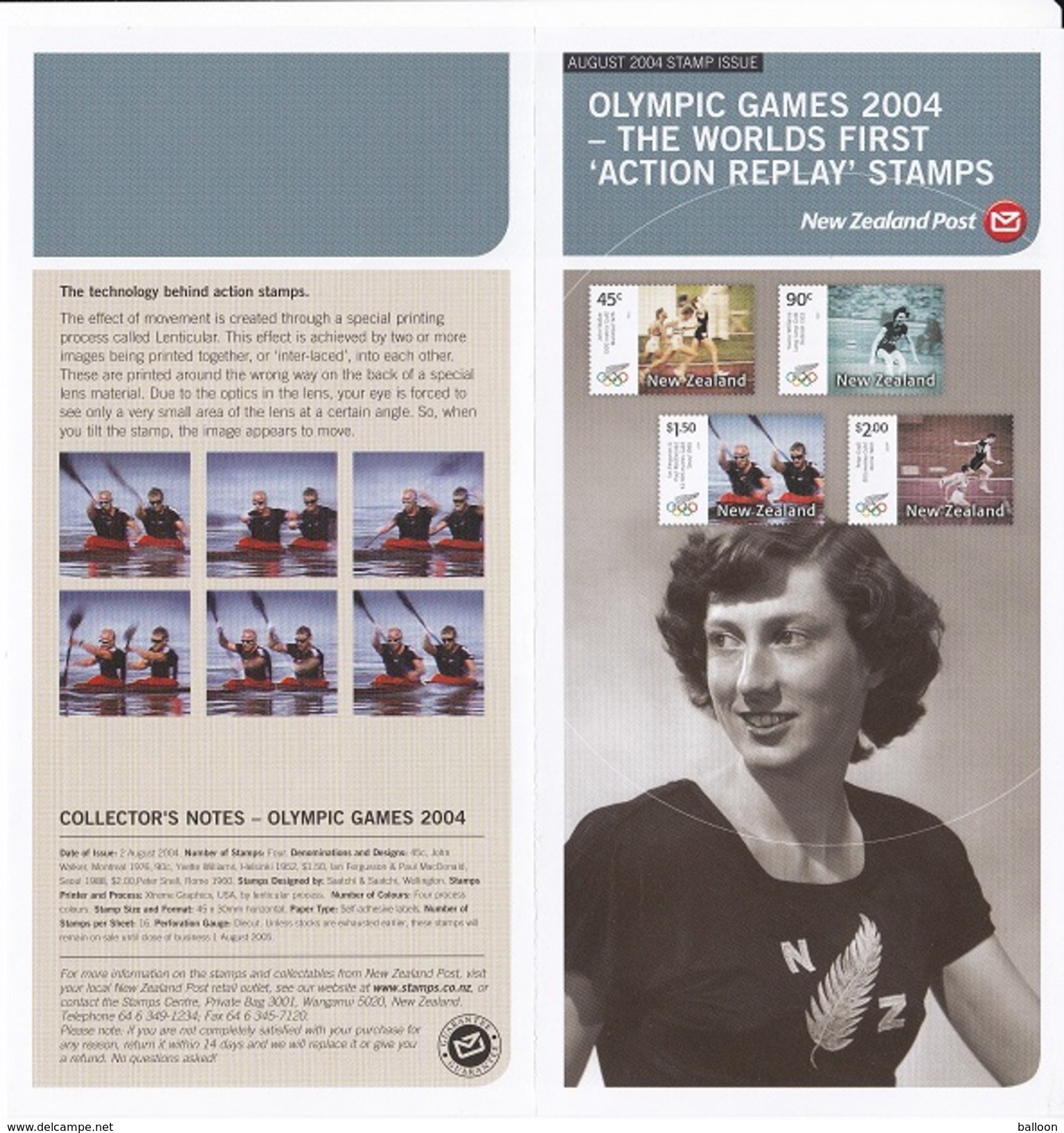 Nouvelle-Zélande - Fiche De Présentation: Août 2004 - Olimpic Games 2004 - Presentation Packs