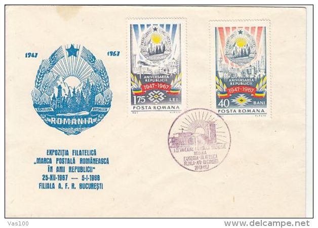 FREE HOMELAND, SOCIALIST REPUBLIC ANNIVERSARY, SPECIAL COVER, 1967, ROMANIA - Cartas & Documentos