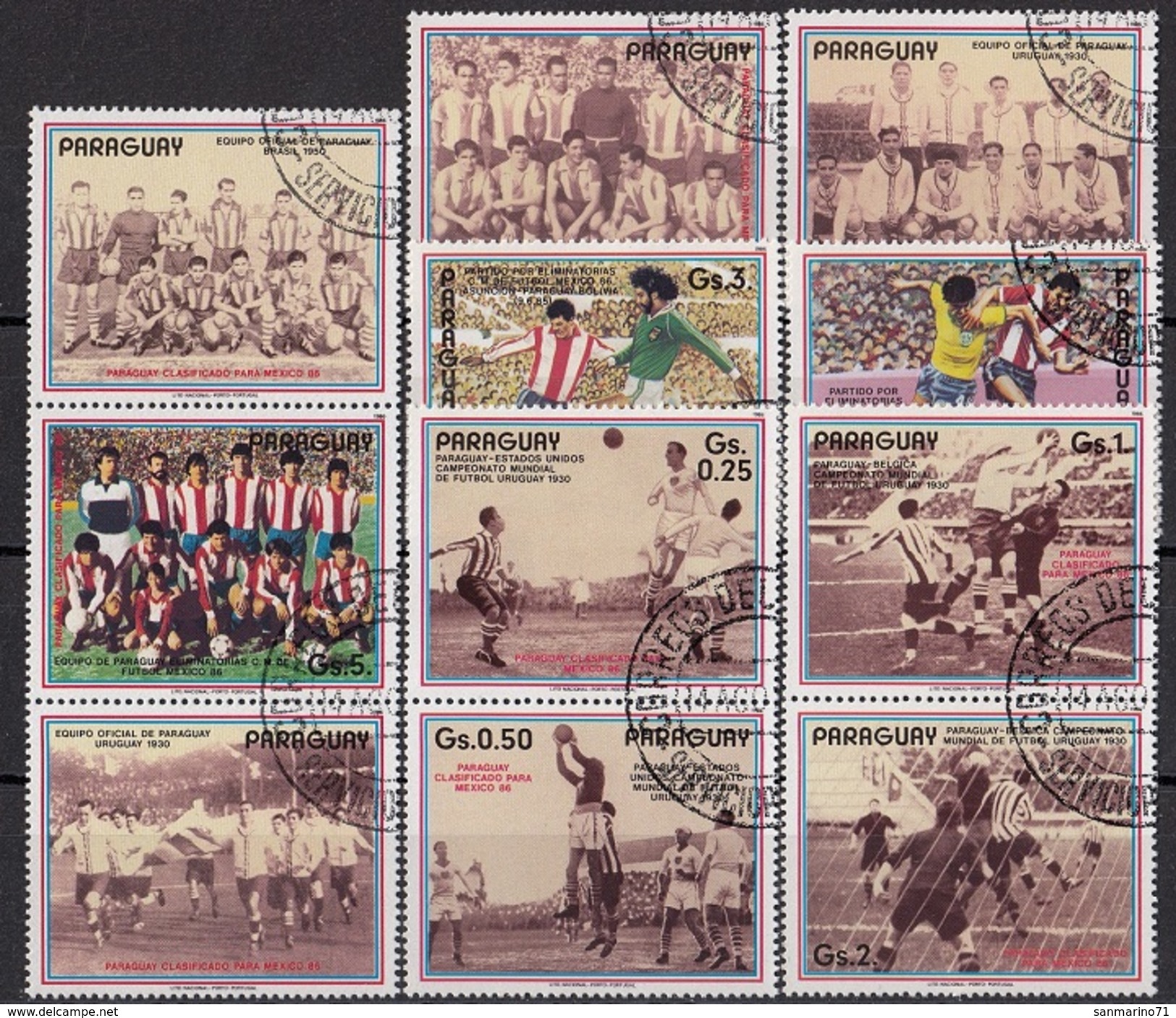 PARAGUAY 3977-3983,used,falc Hinged,football - Gebraucht