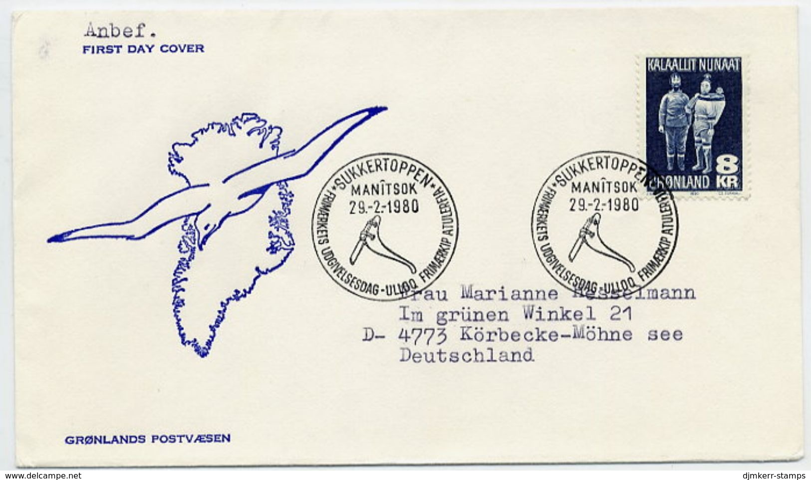 GREENLAND 1980 Handicrafts 8 Kr. On FDC.  Michel 119 - FDC