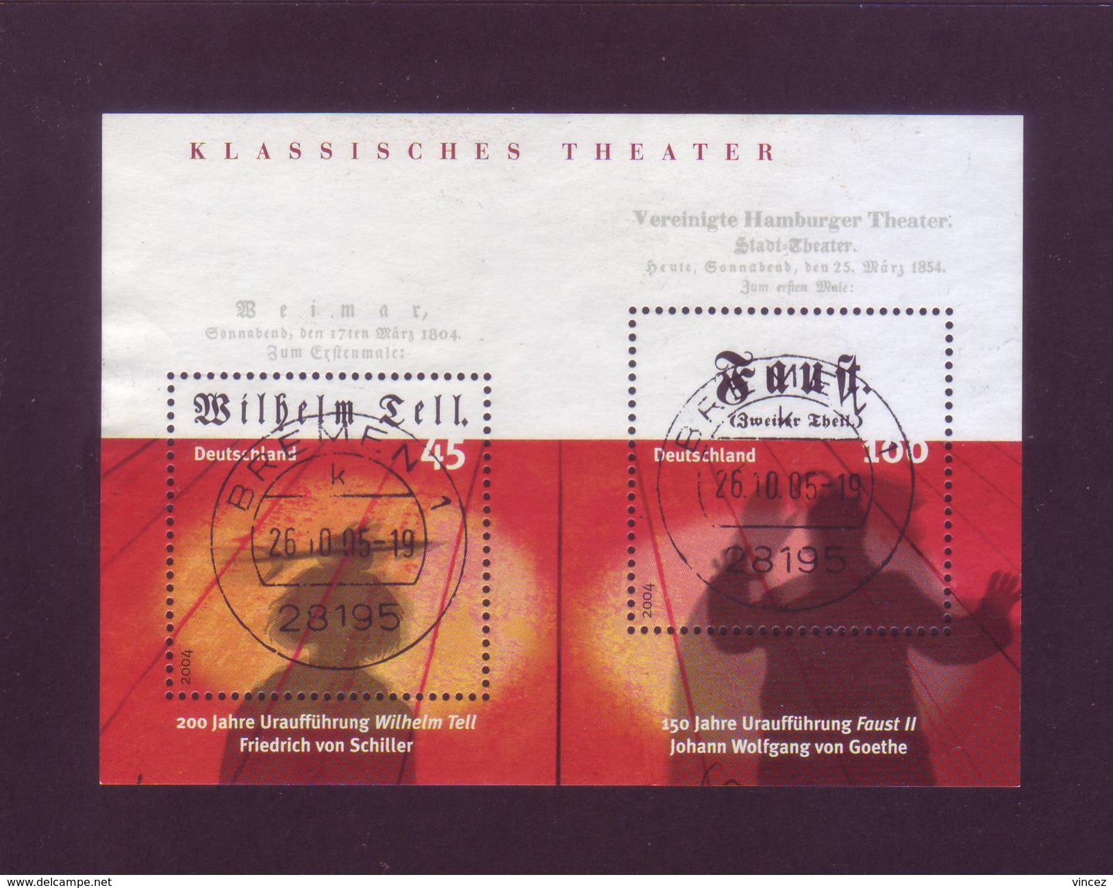 Germania 2004 - Teatro, Guglielmo Tell E Faust, BF64 Con Annullo Rotondo - Used Stamps