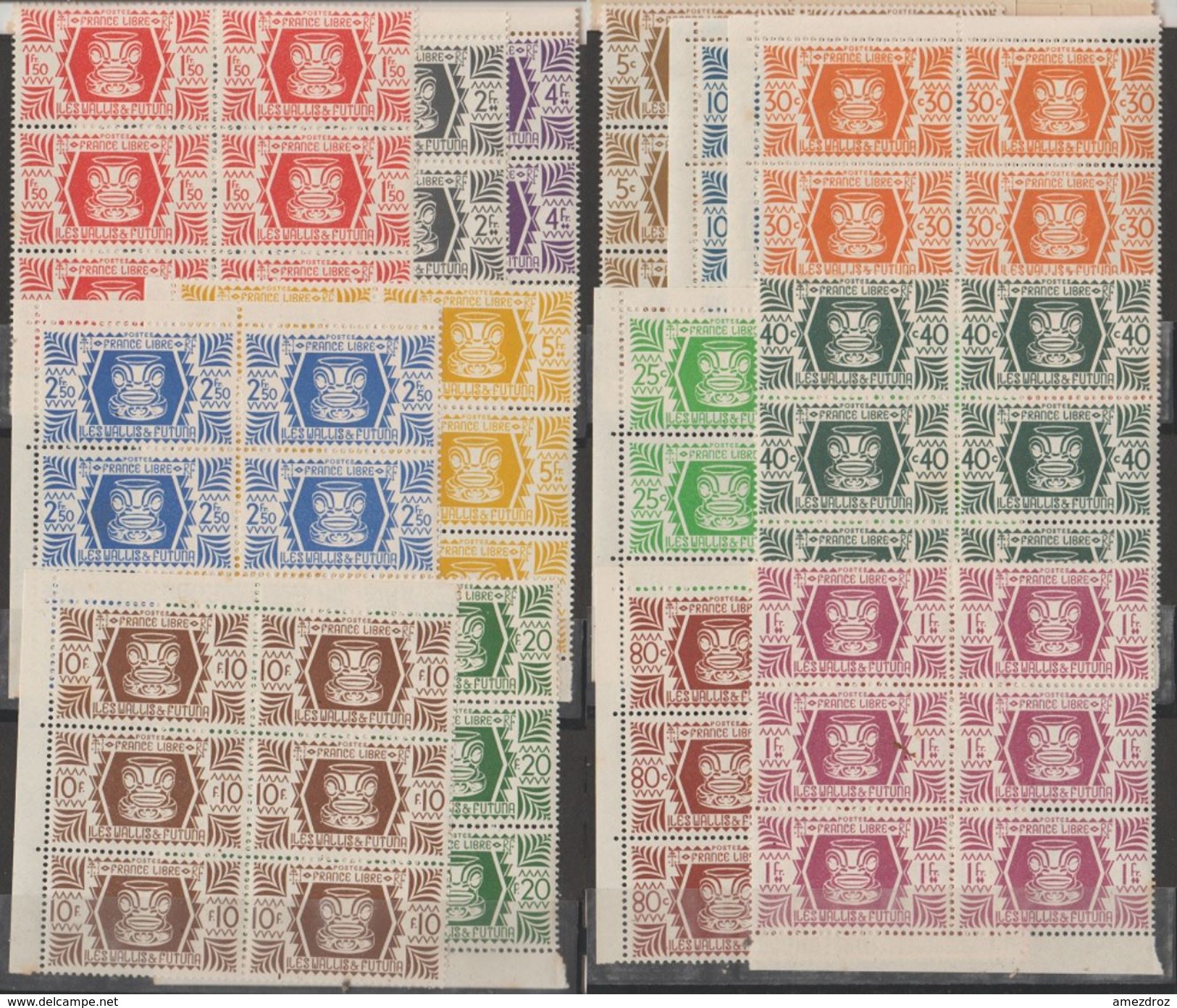 Wallis Et Futuna 1944 N° 133-146 NMH France Libre Bloc De Six BDF (F6) - Unused Stamps