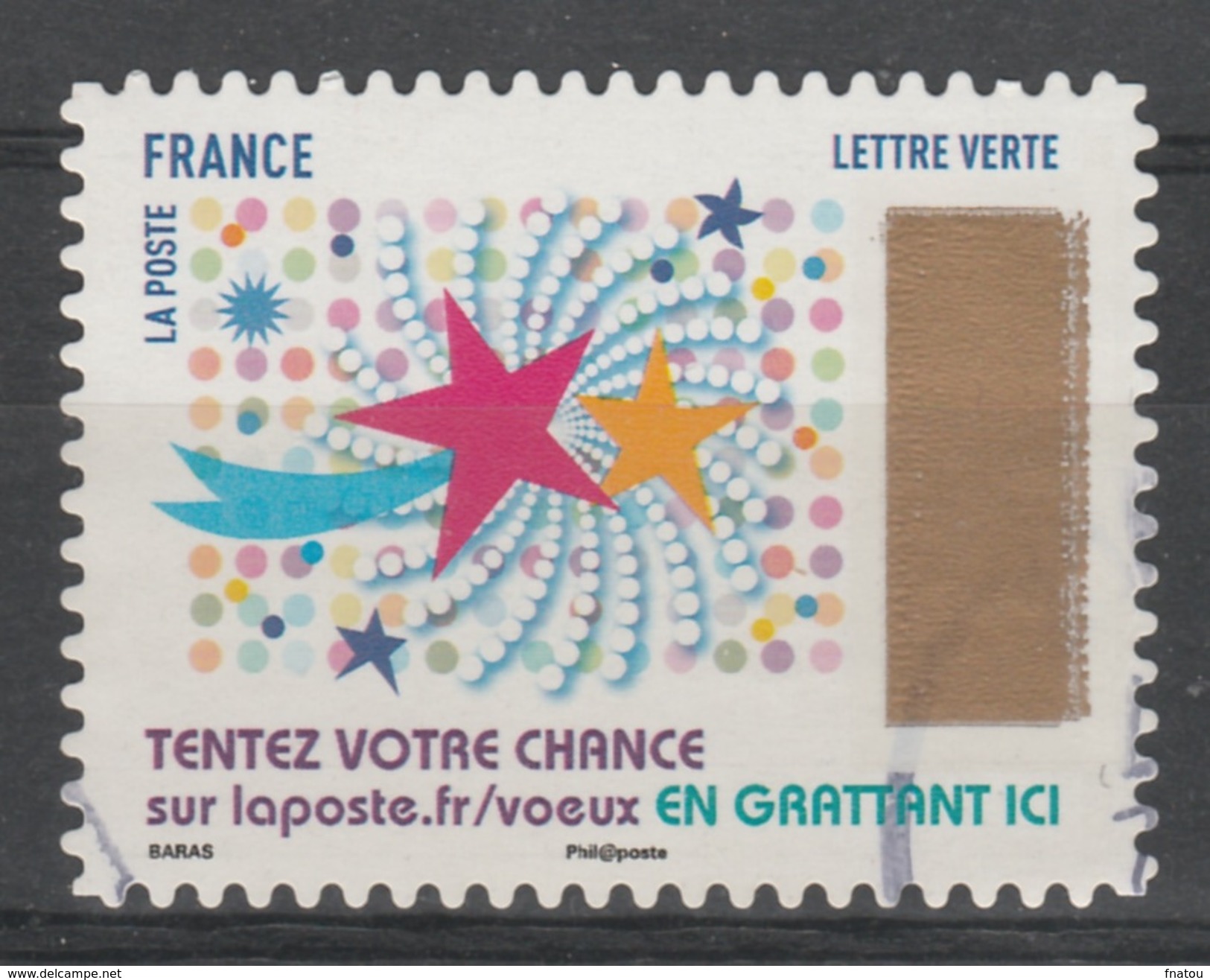 France, Greetings, Lottery Stamp "Star", 2017, VFU Self-adhesive - Oblitérés