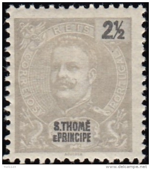 ST. THOMAS &amp; PRINCE ISLAND - Scott #39 King Carlos / Mint H Stamp - St. Thomas & Prince