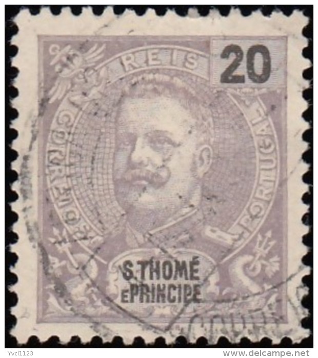 ST. THOMAS &amp; PRINCE ISLAND - Scott #44 King Carlos / Used Stamp - St. Thomas & Prince