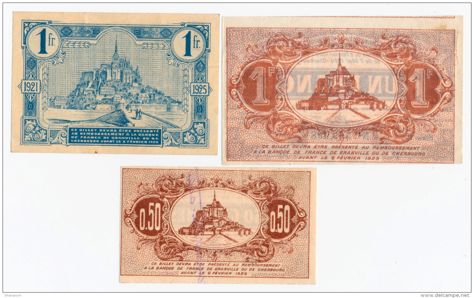 1914-1918 // C.D.C. // GRANVILLE &amp; CHERBOURG // 2 Bons De 1 Franc + 1 Bon De 50 Centimes - Chambre De Commerce