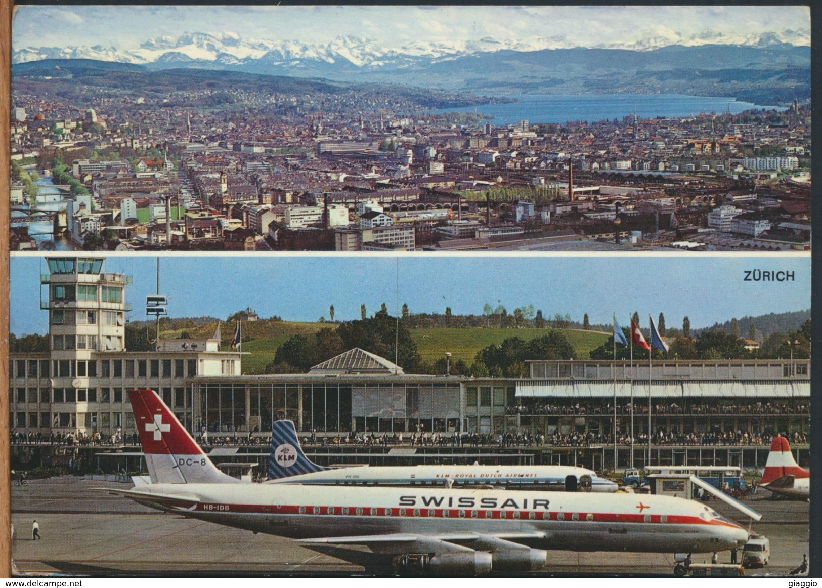 °°° 10180 - SVIZZERA - SWISS AIR - ZH - ZURICH MIT ALPEN FLUGHAFEN KLOTEN  - 1975 With Stamps °°° - Kloten