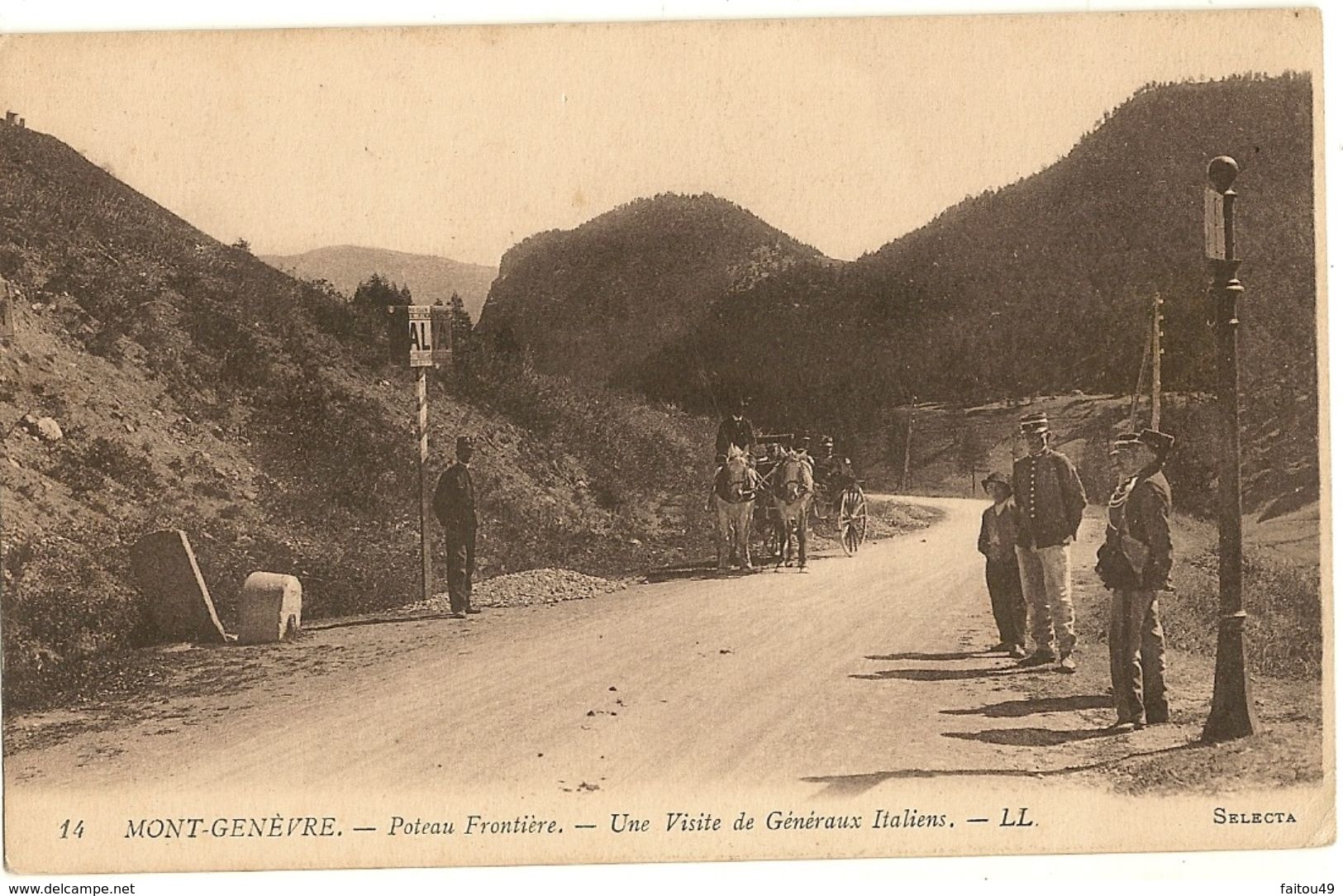 Le Mont Genèvre-Poteau Frontière-Une Visite De Généraux Italiens  93 - Autres & Non Classés