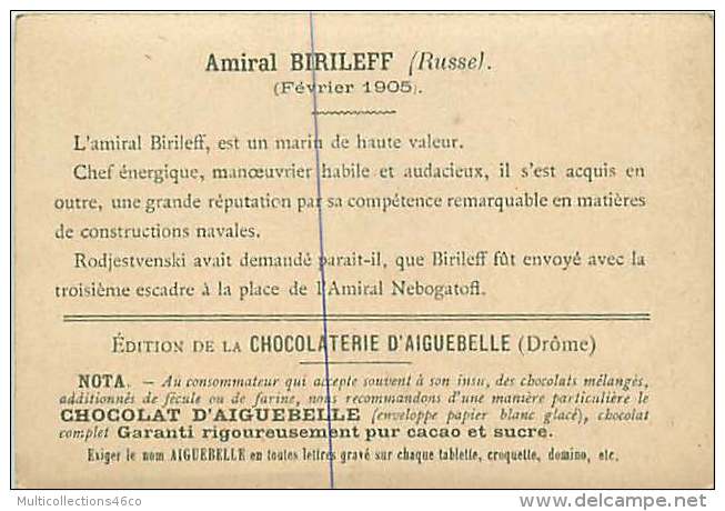 191217D - CHROMO CHOCOLAT AIGUEBELLE - Militaria AMIRAL BIRILEFF Ct Escadre De Wladiwostock RUSSIE - Aiguebelle