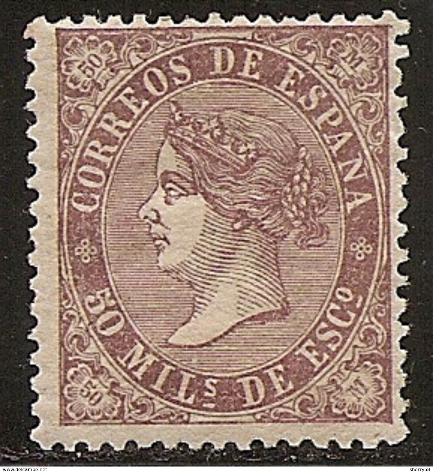 1868-ED. 98 ISABEL II 50 MILESIMAS VIOLETA - NUEVO -MH- GOMA TONALIZADA- - Nuevos