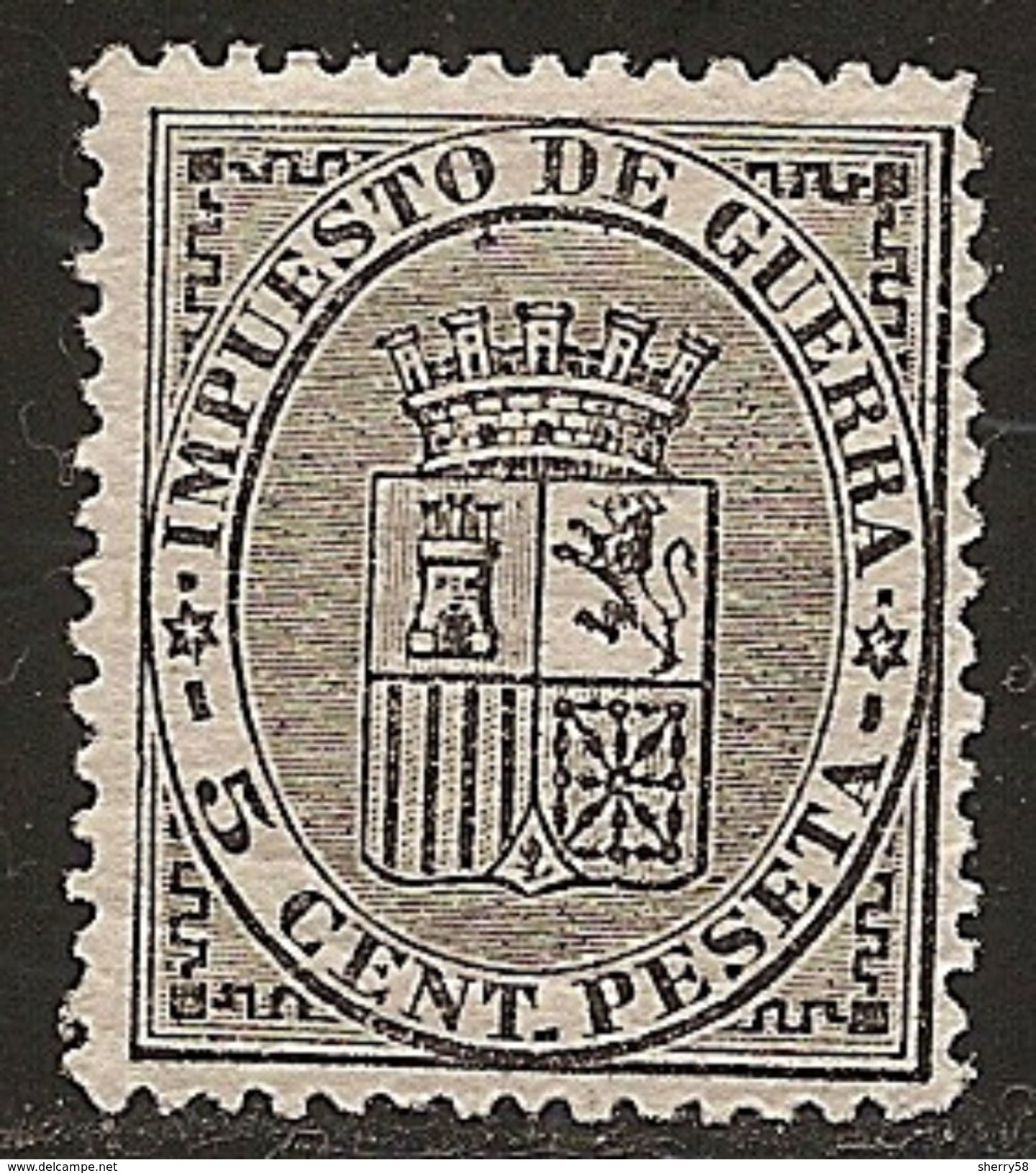 1874-ED. 141 I REPÚBLICA- ESCUDO DE ESPAÑA 5 CENT. NEGRO-NUEVO CON FIJASELLOS- MH - Unused Stamps