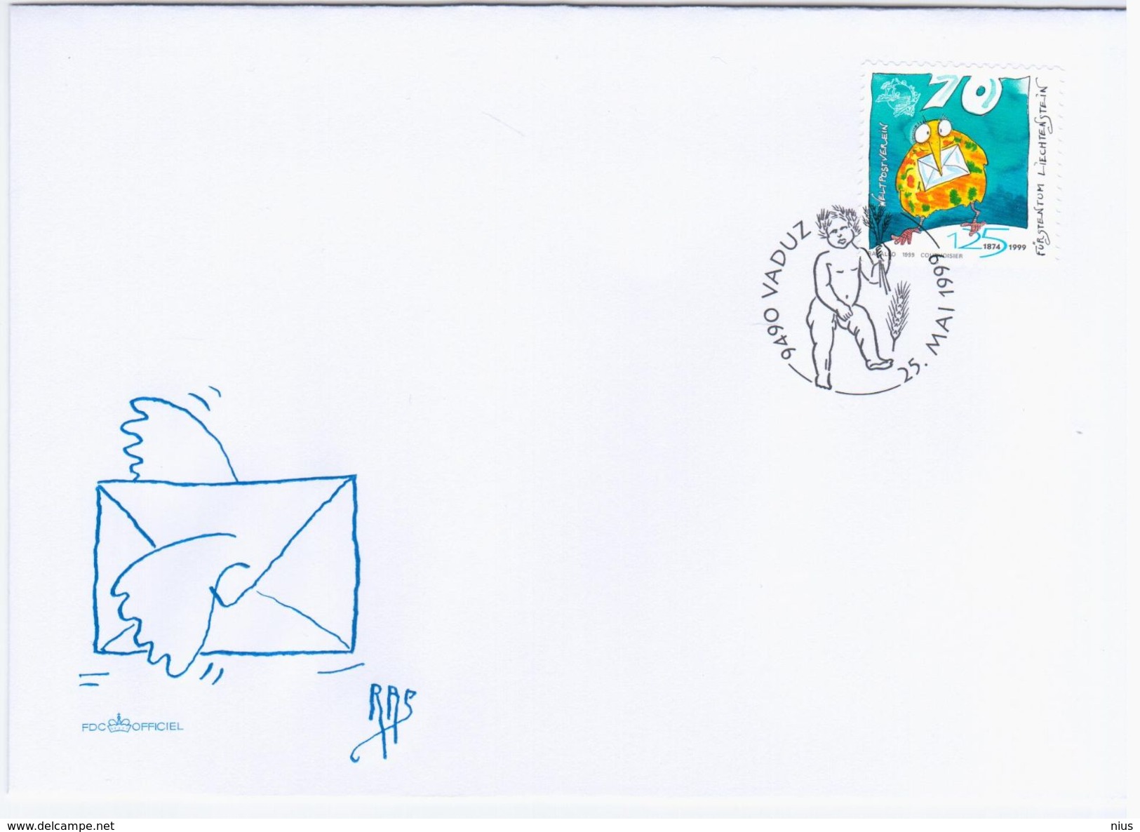 Liechtenstein 1999 FDC 125 Years UPU Universal Postal Union 125 Jahre Weltpostverein - FDC