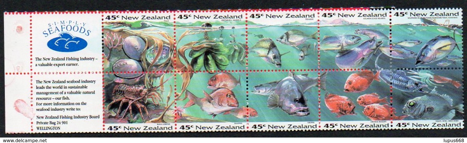 Neuseeland 1993 MiNr. 1304/ 1313 **/ Mnh Im Markenheft/ Booklet ; Meerestiere - Carnets