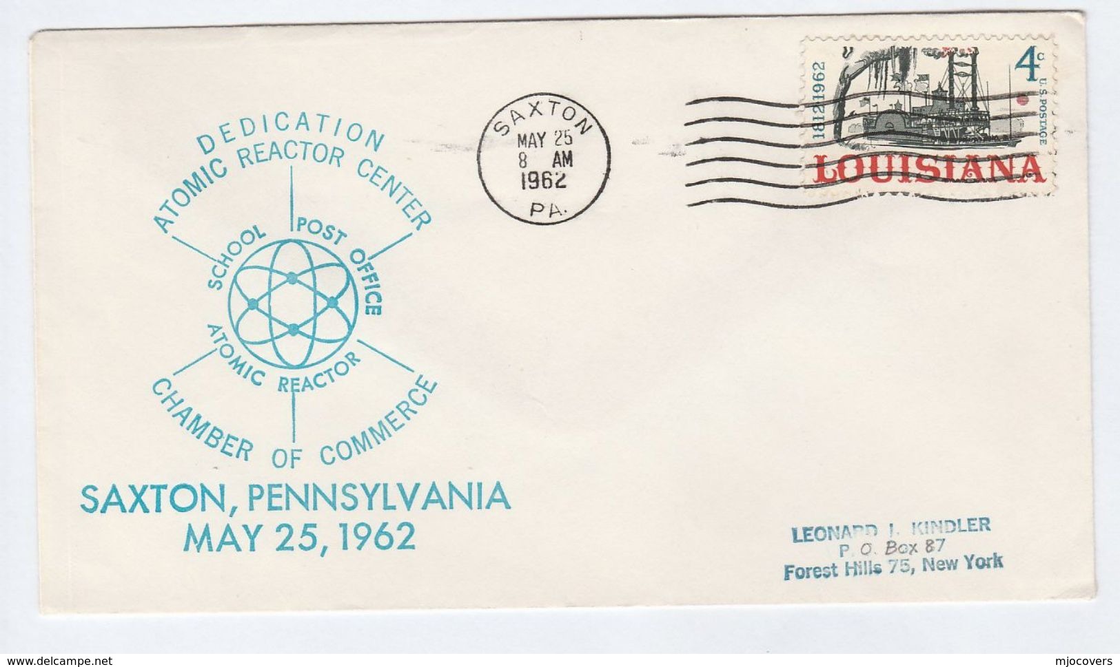 1962 SAXTON NUCLEAR EXPERIMENT Station DEDICATION Event COVER Atomic Research  Usa Stamps Energy - Atom