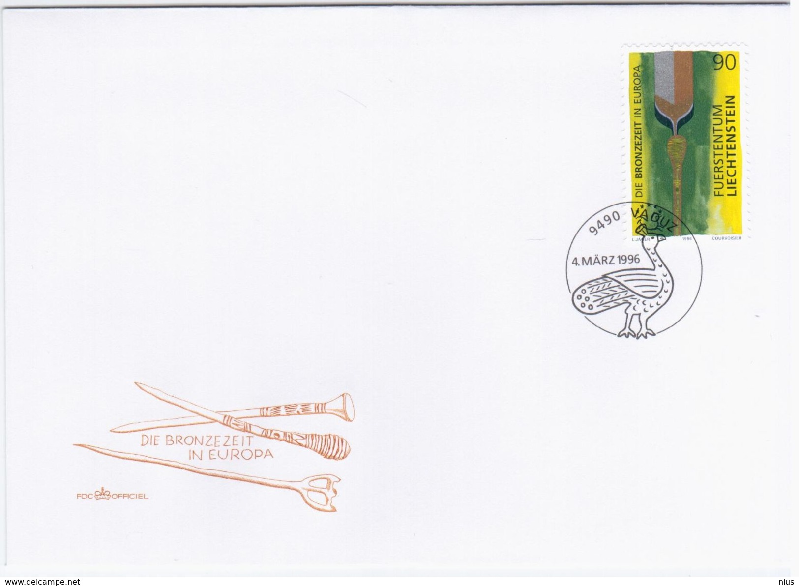 Liechtenstein 1996 FDC Age De Bronze, Creuset & Fibule, Archeology Archeologie Prehisto - FDC