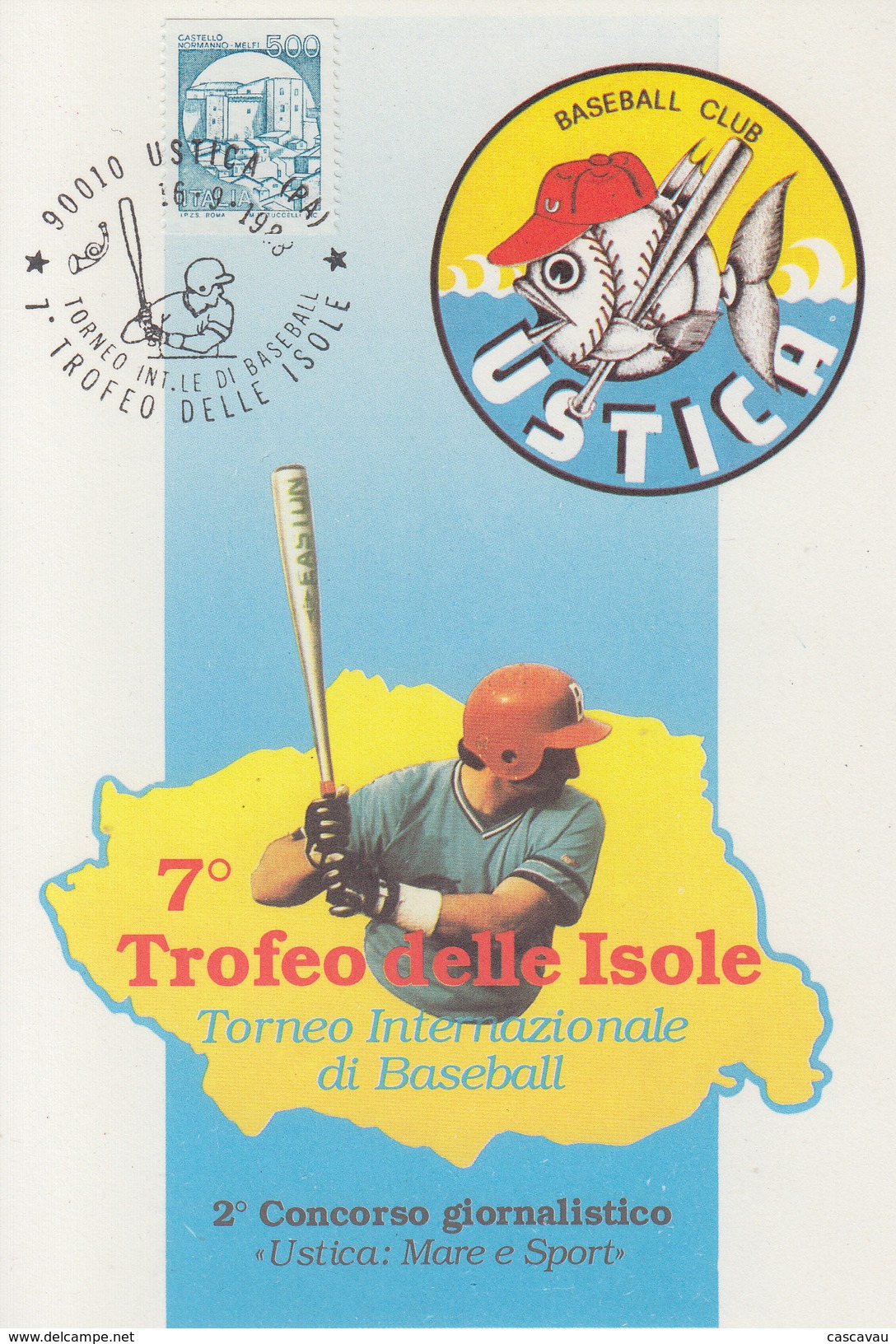 Carte   ITALIE    Tournoi  De   BASE  BALL   USTICA   1988 - Béisbol