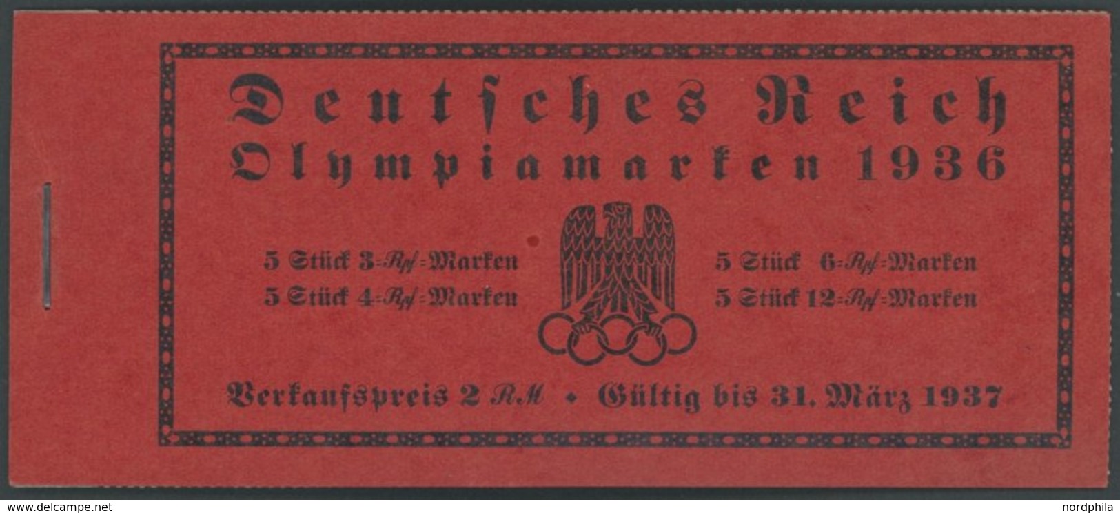 ZUSAMMENDRUCKE MH 42.1 **, 1936, Markenheftchen Olympische Spiele, Unbedruckt, Pracht, Mi. 200.- - Zusammendrucke