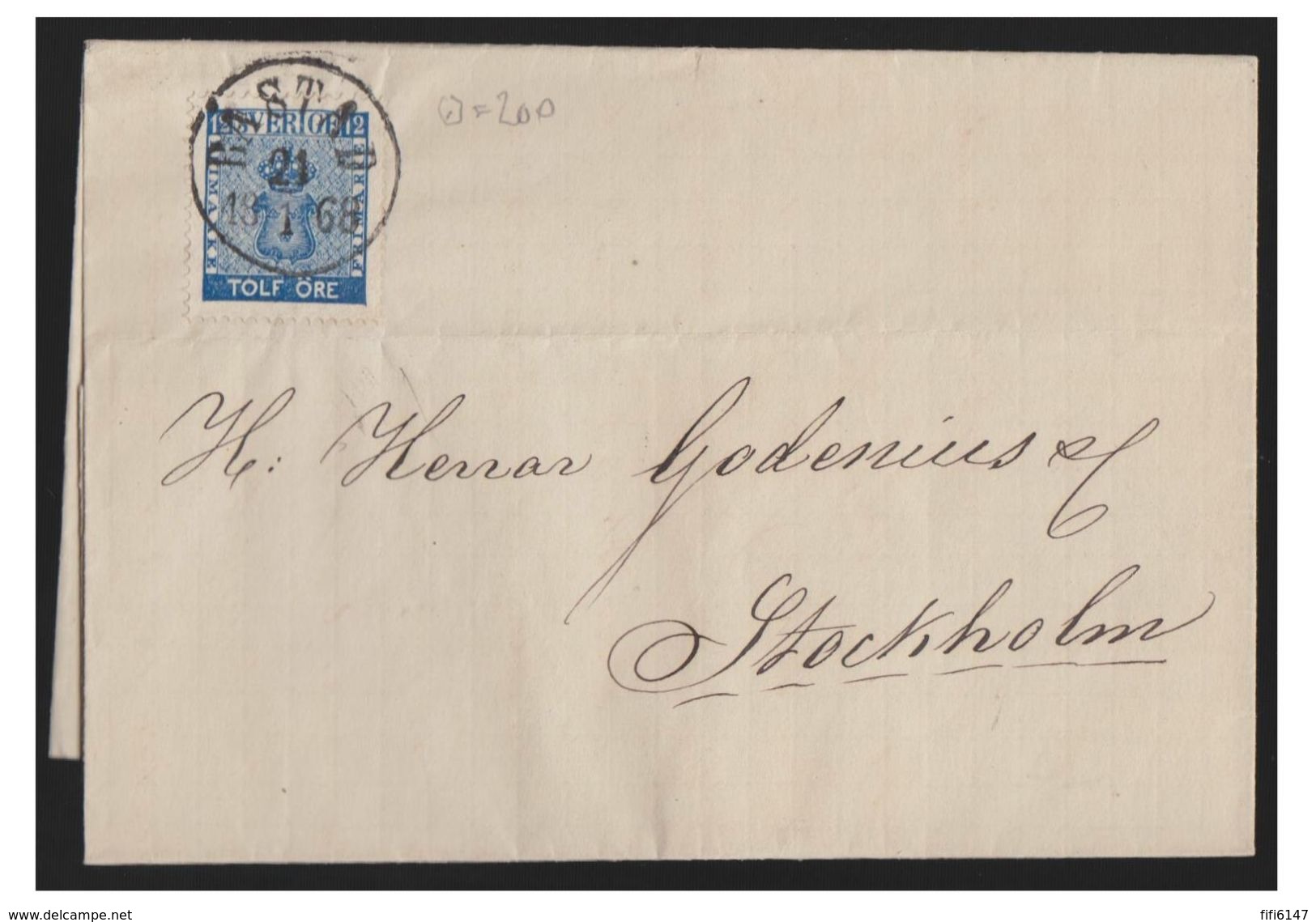SUEDE --1869 -- LETTRE DEBASTAD POUR STOCKHOLM -- 12ÖRE - Lettres & Documents