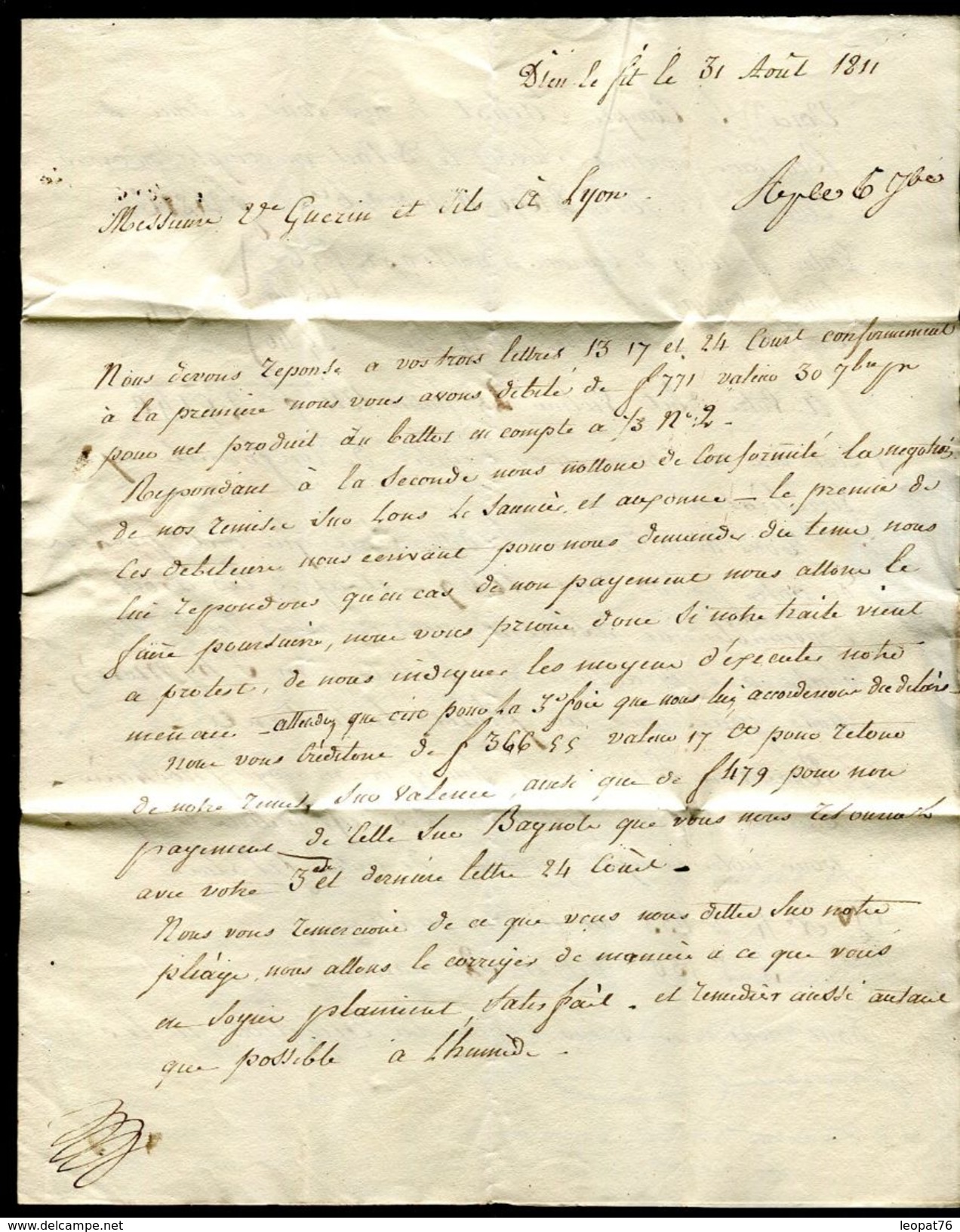 France - Lettre Avec Texte De Dieulefit Pour Lyon En 1811 - Ref D335 - 1801-1848: Précurseurs XIX