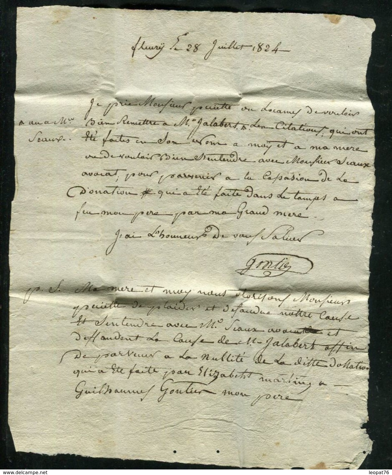 France - Lettre Avec Texte De Fleury Pour Narbonne En 1824 - Ref D336 - 1801-1848: Précurseurs XIX