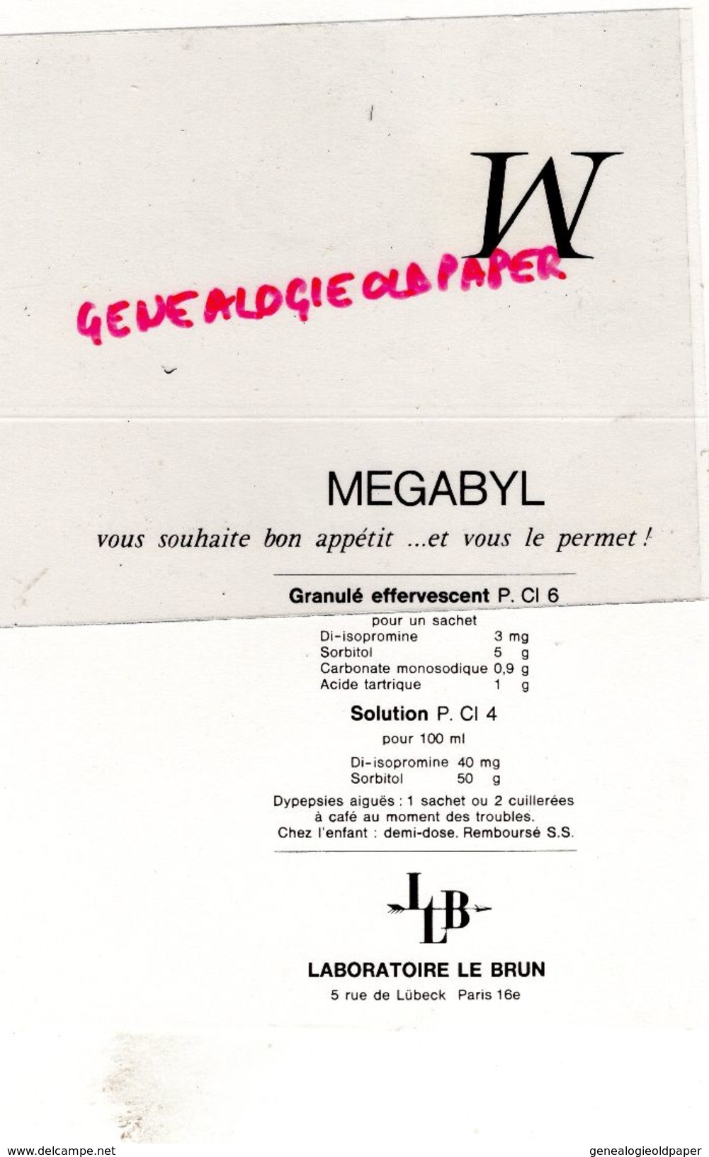 RARE BUVARD ILLUSTRATEUR JEAN BELLUS- PHARMACIE MEGABYL- LABORATOIRE LE BRUN -5 RUE DE LUBECK PARIS-  RESTAURANT CUISINE - Drogerie & Apotheke