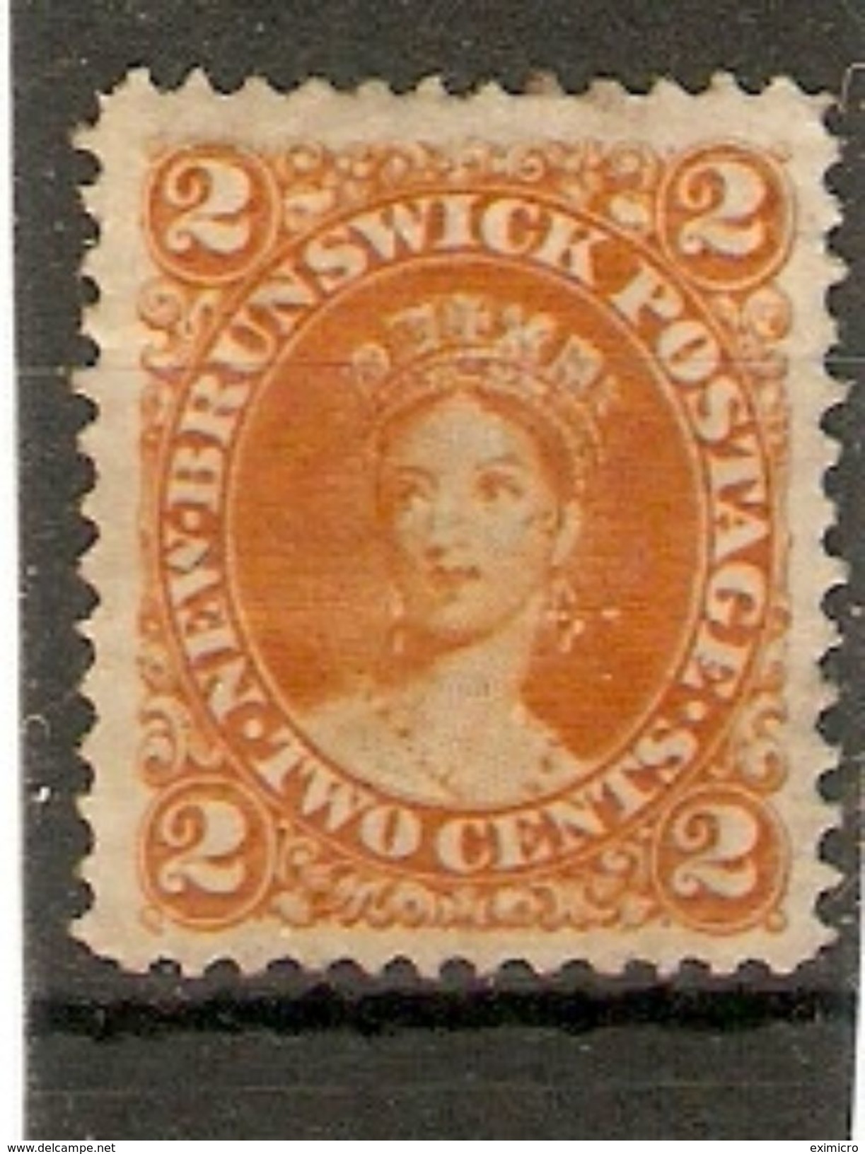 NEW BRUNSWICK 1860 - 1863  2c  ORANGE-YELLOW SG 11 MINT NO GUM Cat £42 - Nuevos