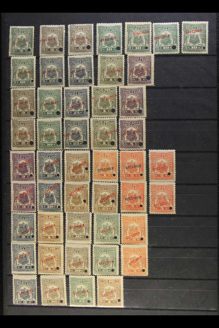 LATIN AMERICAN REVENUE STAMPS - SPECIMEN OVERPRINTS Circa 1910's To 1940's NEVER HINGED MINT Collection/accumulation On  - Other & Unclassified