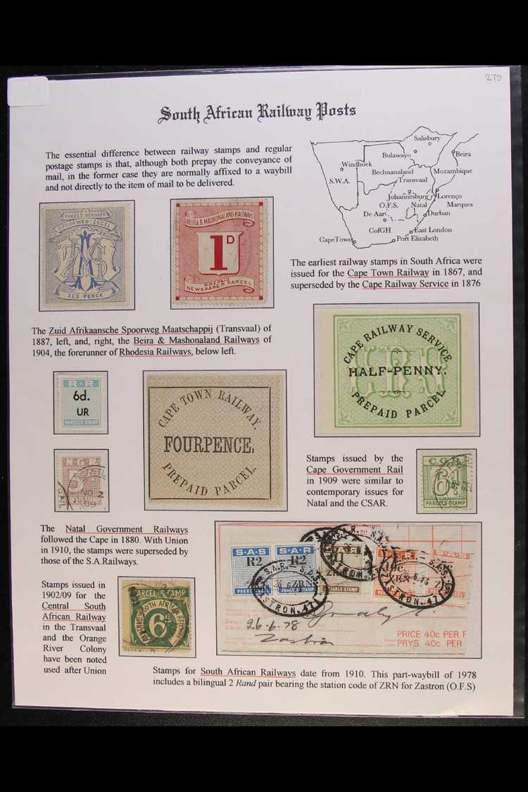 RAILWAY STAMPS OF SOUTHERN AFRICA An Attractive Collection Of 1870's To 1970's Railway Parcels Labels On A Presentation  - Other & Unclassified