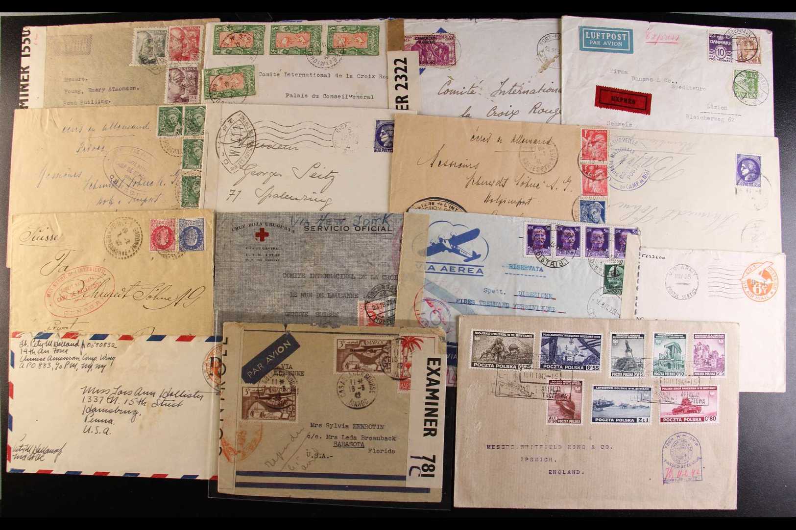 WORLD WAR TWO CENSORED MAIL 1940-1945 Interesting World Collection Of Covers Showing Various Censor Markings, Inc Switze - Sonstige & Ohne Zuordnung