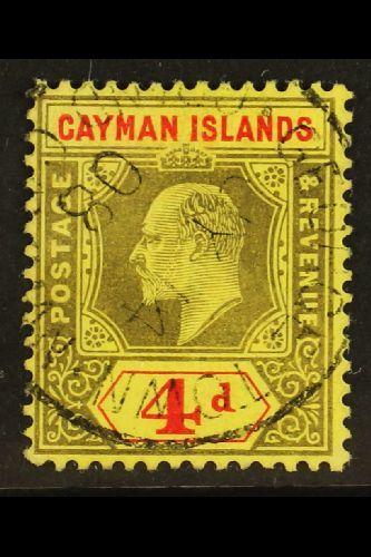 1907-09 4d Black & Red On Yellow, SG 29, Superb Used With Fully Dated "Georgetown" Cds Cancel, Very Fresh. For More Imag - Kaimaninseln