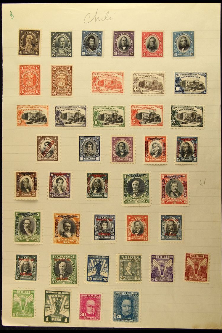 1877-1934 MINT COLLECTION ON UPU ARCHIVE PAGES An All Different Display On French Colonial UPU Archive Pages, As Stuck D - Chile